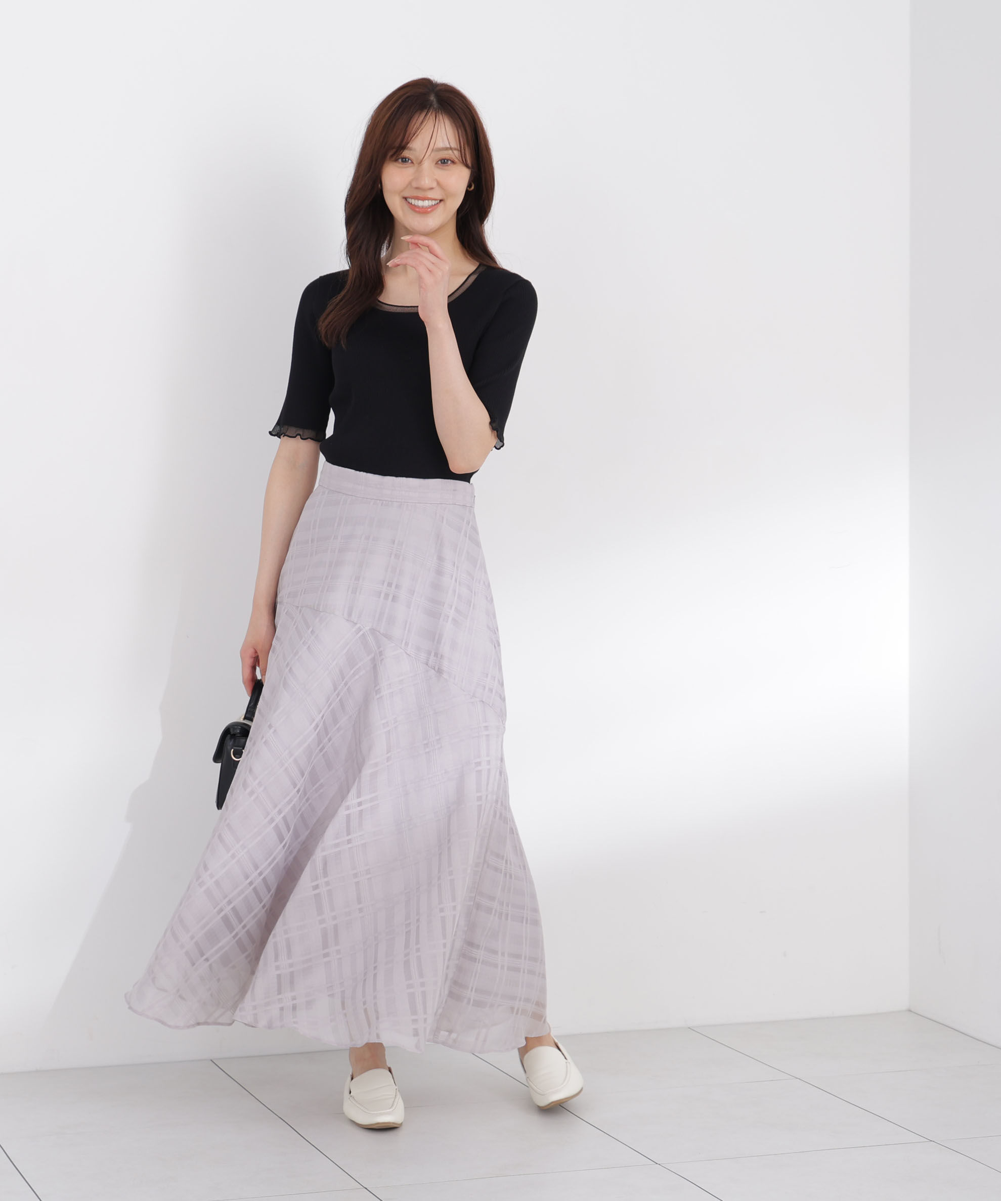 PROPORTION BODY DRESSING「半袖部分シアーリブニット」|ニット・セーター|