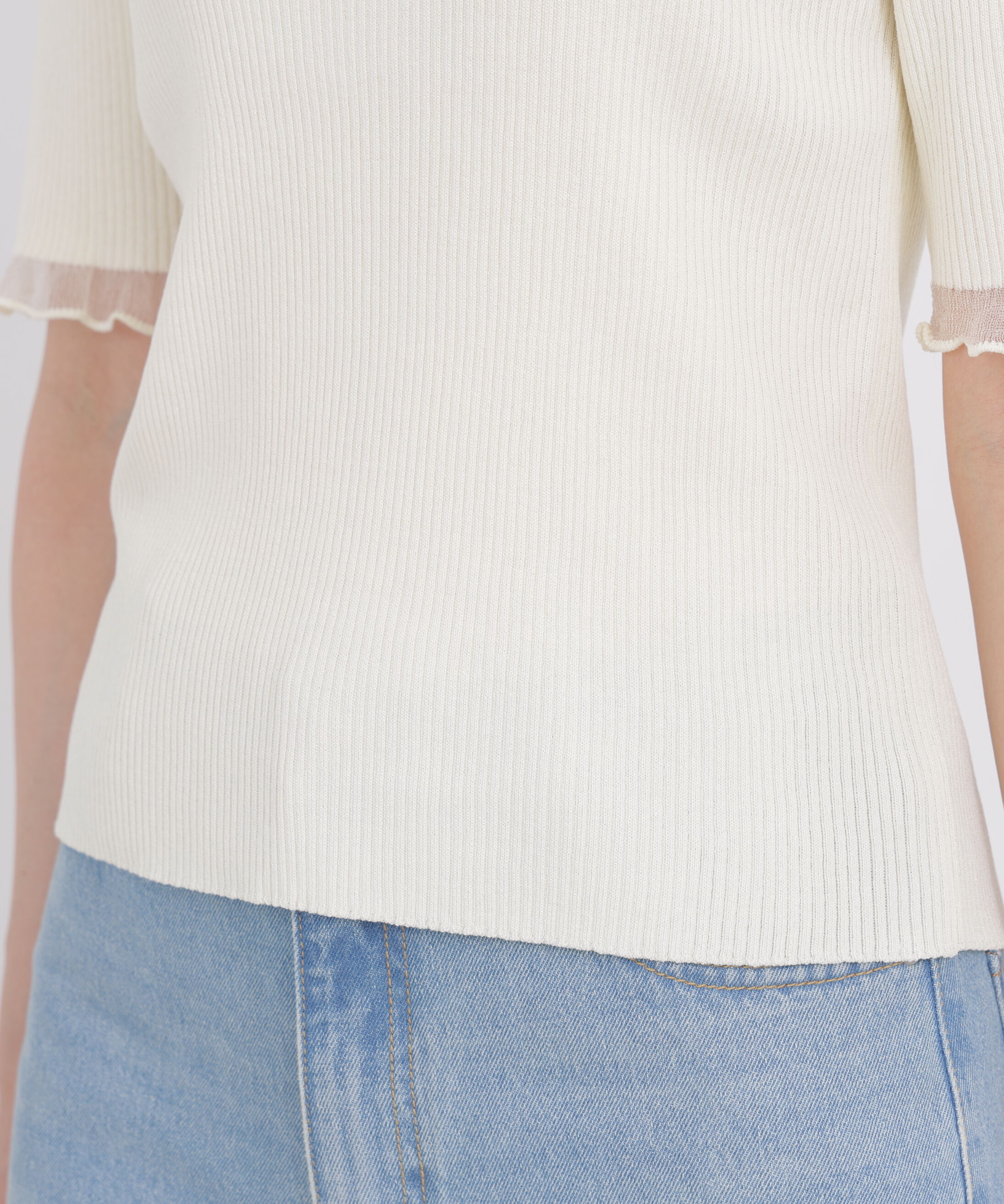 PROPORTION BODY DRESSING「半袖部分シアーリブニット」|ニット・セーター|