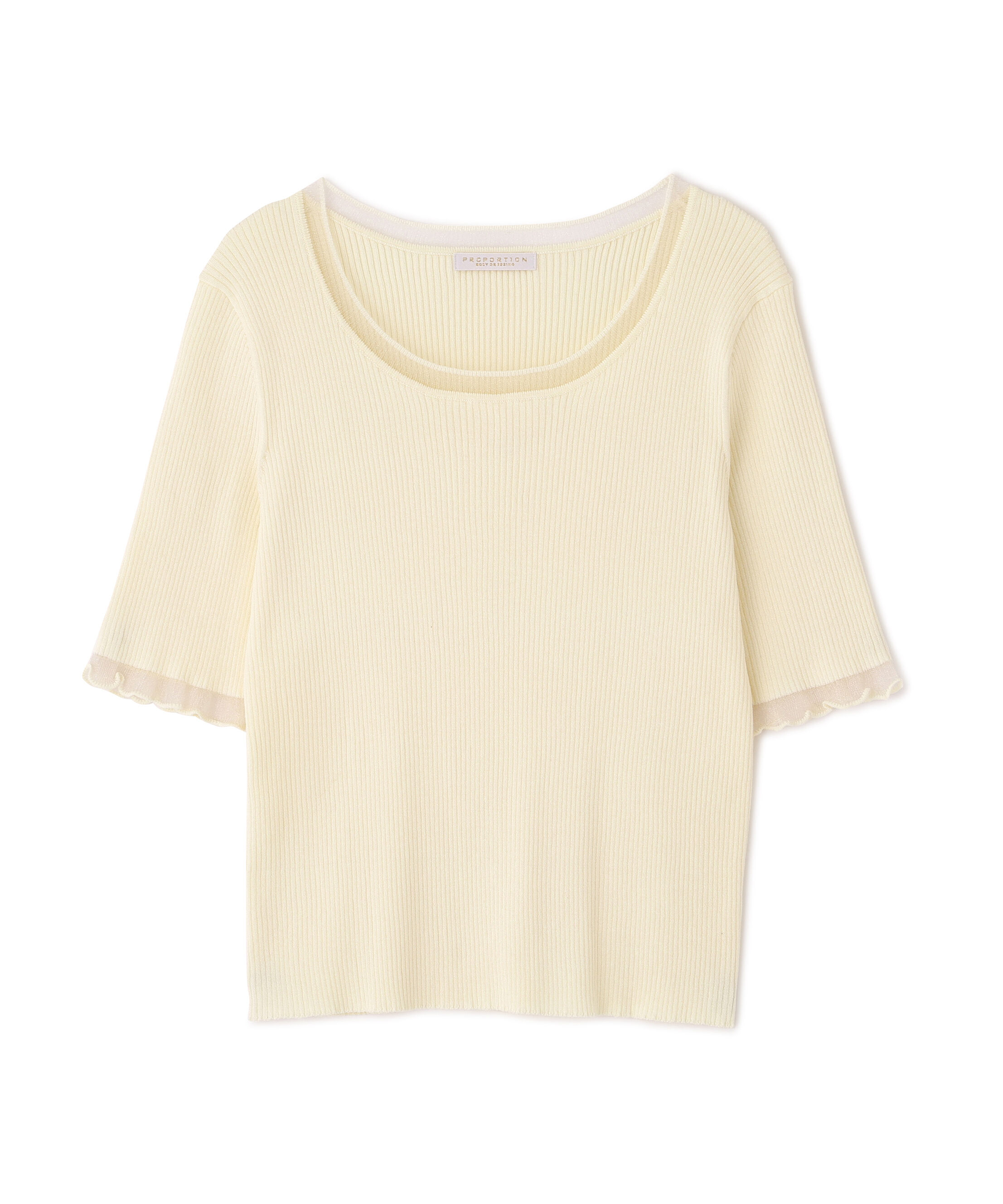 PROPORTION BODY DRESSING「半袖部分シアーリブニット」|ニット・セーター|