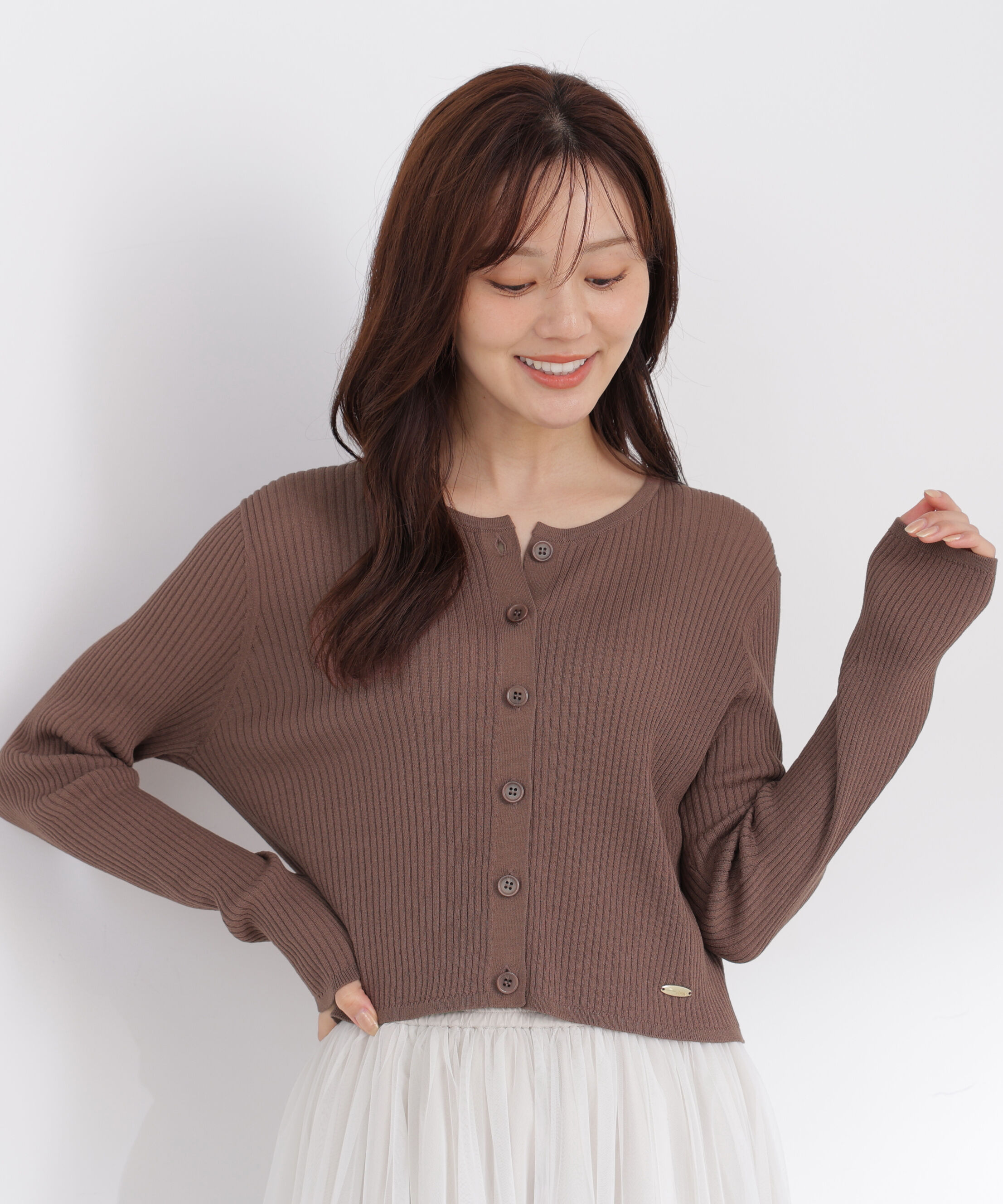 PROPORTION BODY DRESSING「＜a/mie＞リブニットカーディガン」|カーディガン|