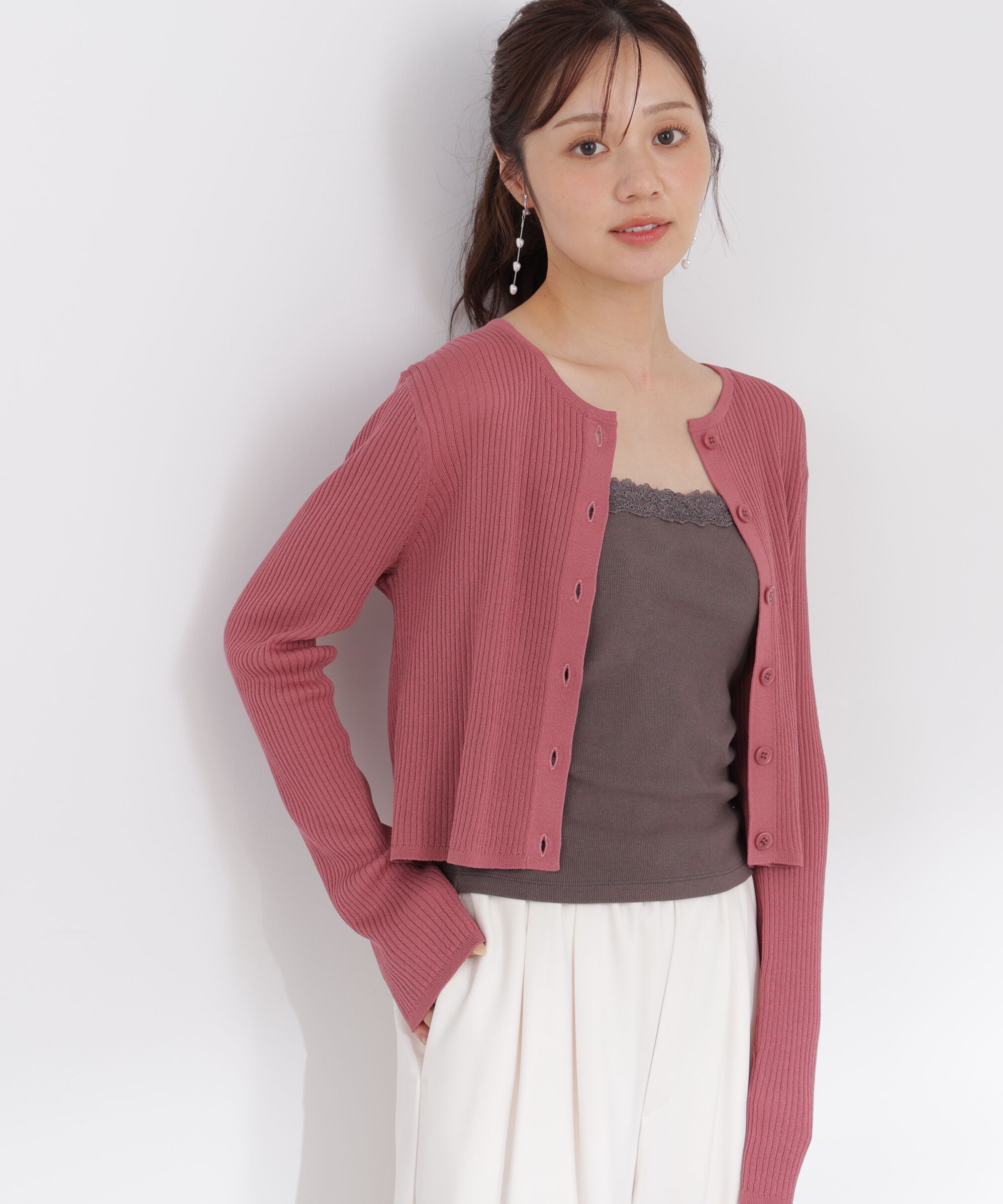 PROPORTION BODY DRESSING「＜a/mie＞リブニットカーディガン」|カーディガン|