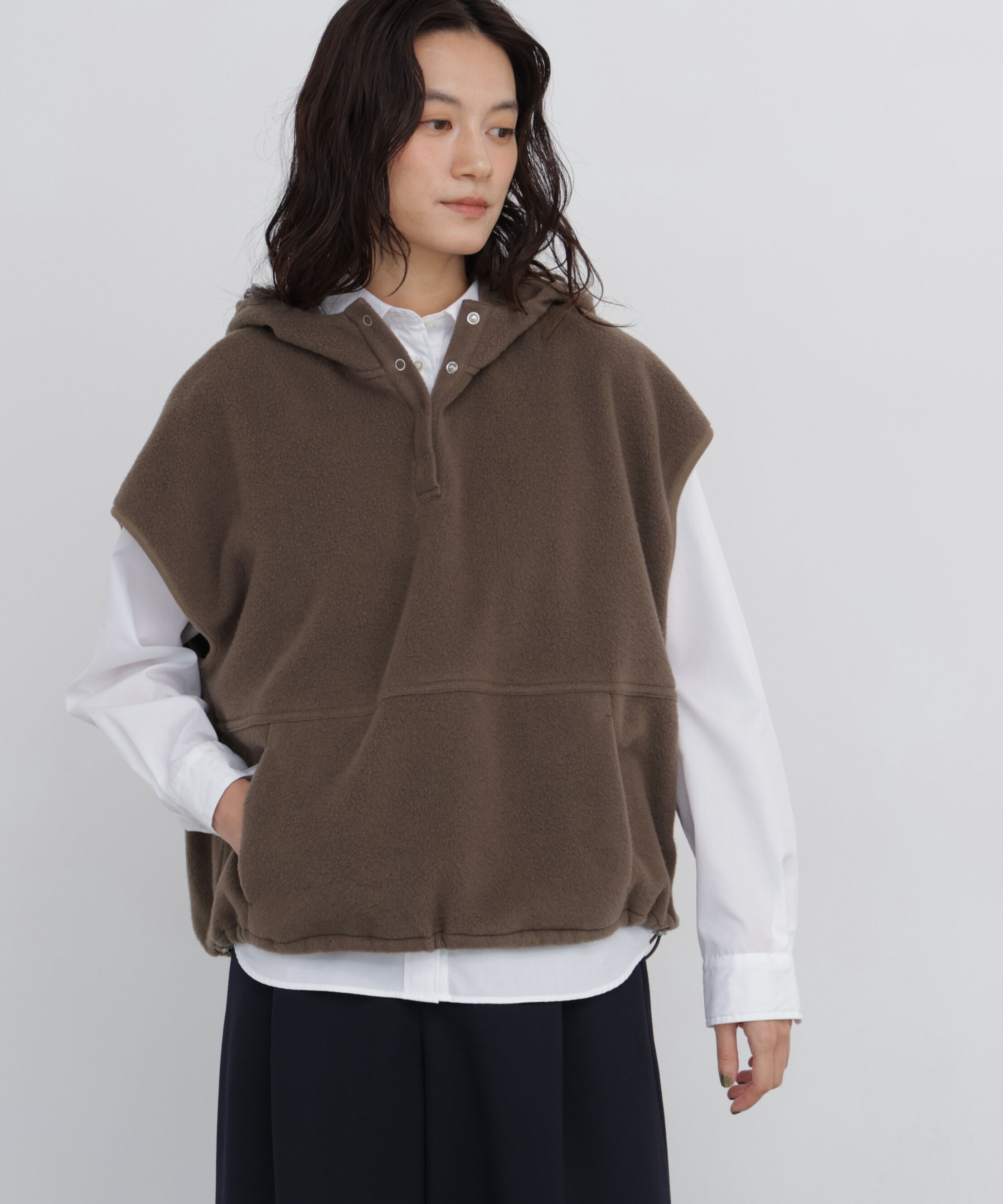  「◆フリースフードベスト」|Tシャツ・カットソー|カーキ