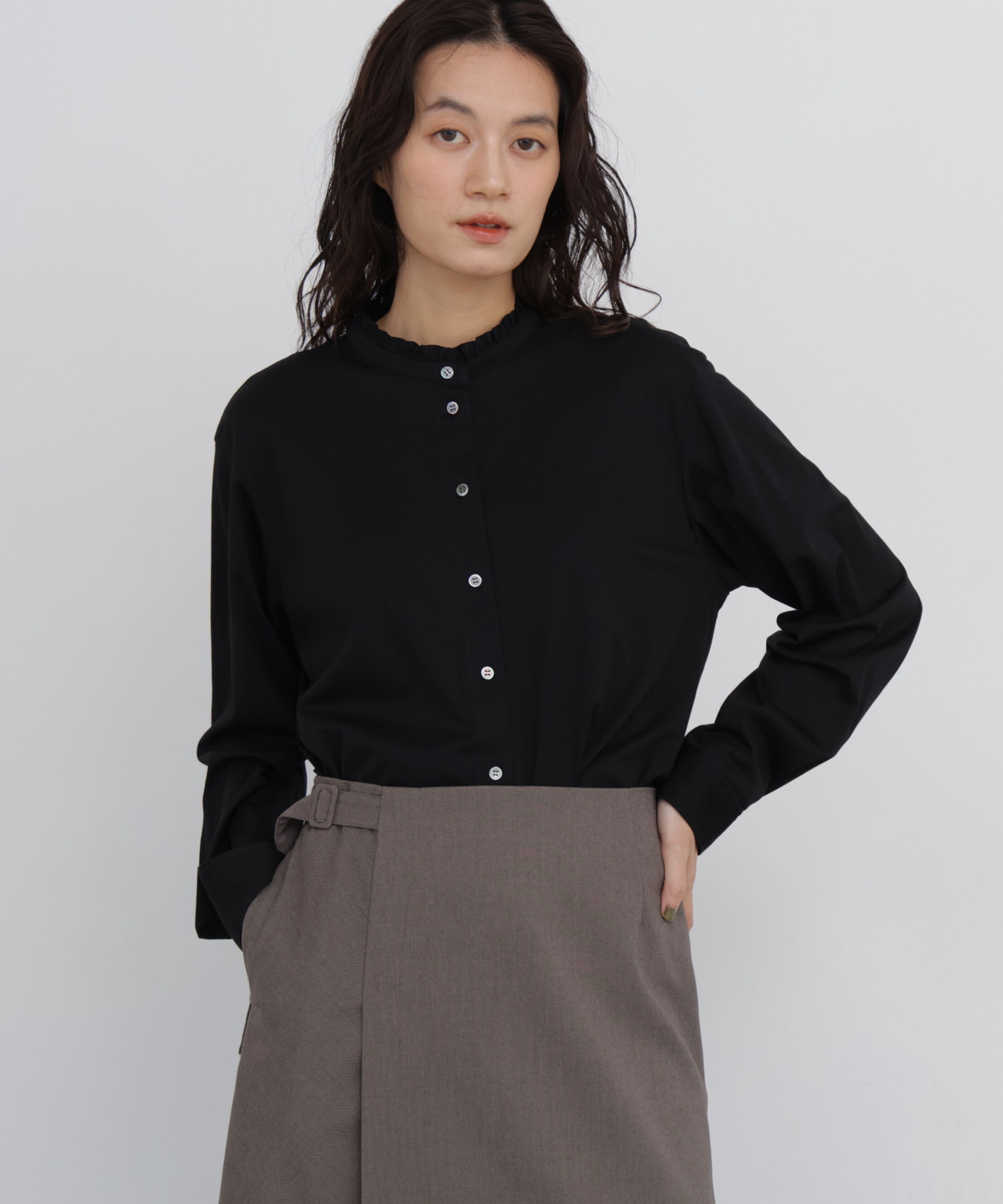  「◆スタンドフリルカットソー」|Tシャツ・カットソー|ブラック