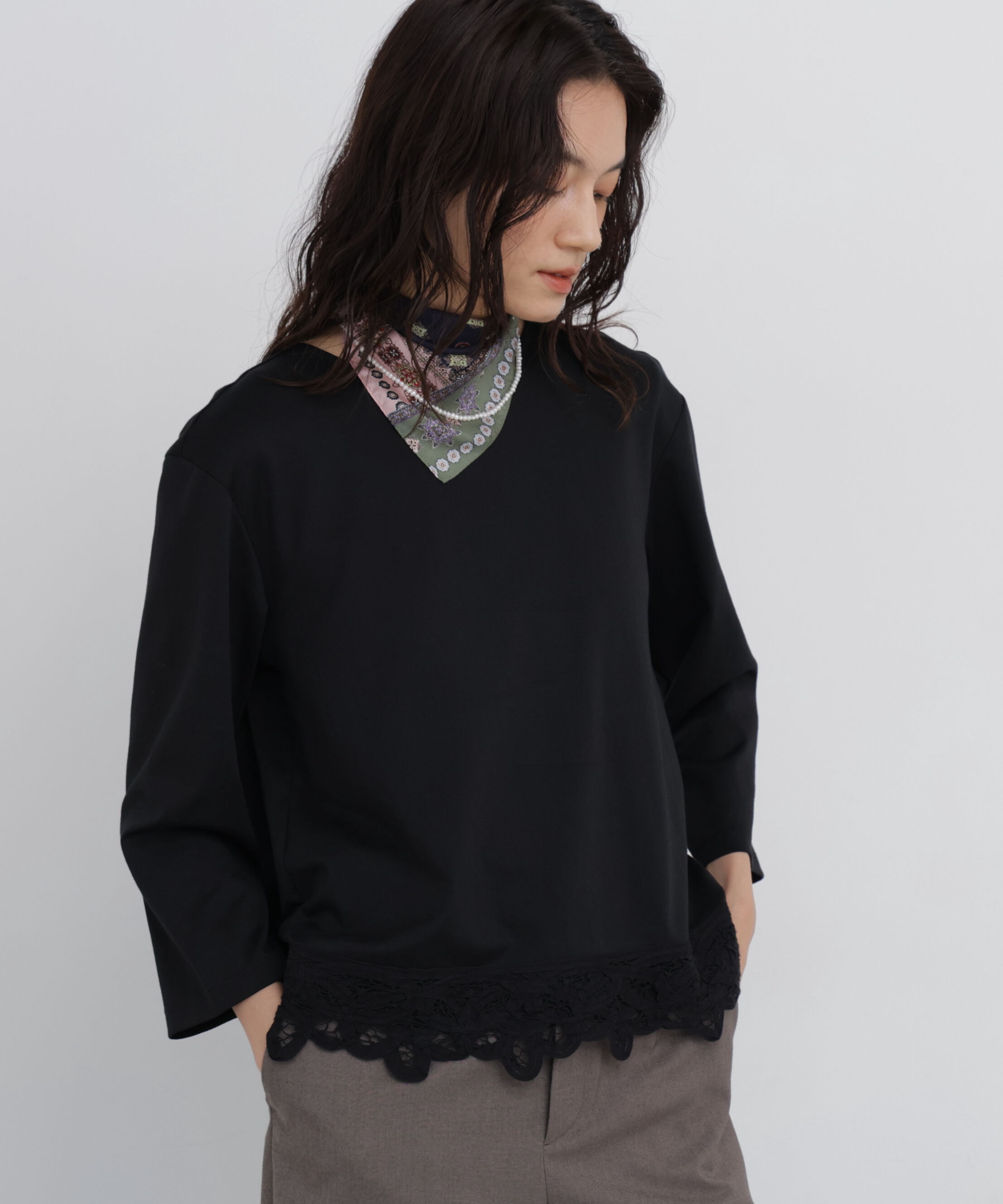  「◆バテンレースヘムカットソープルオーバー」|Tシャツ・カットソー|