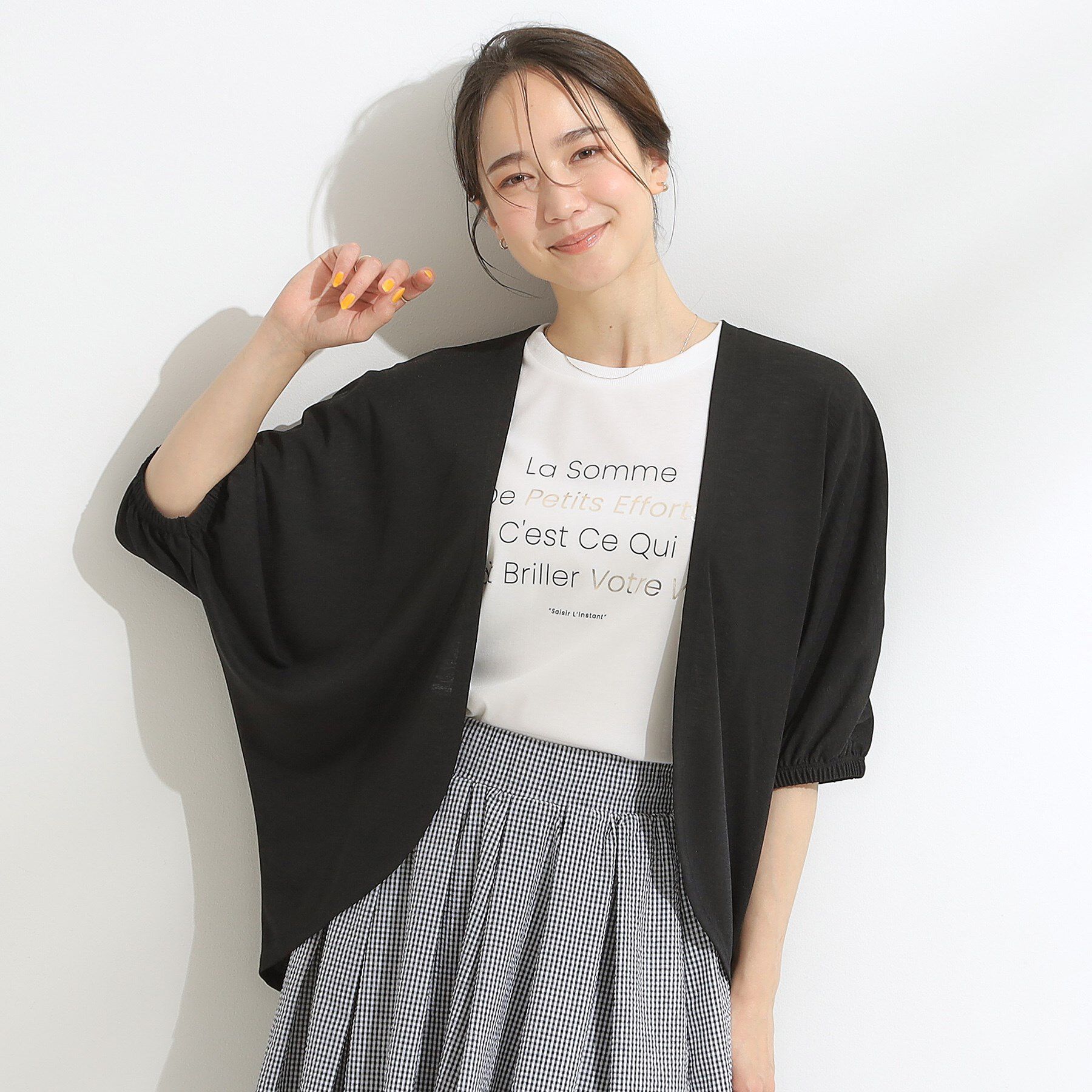 SHOO･LA･RUE「【UV/さらさらタッチ】女性らしさ漂う 5分袖ボレロカーディガン」|カーディガン|