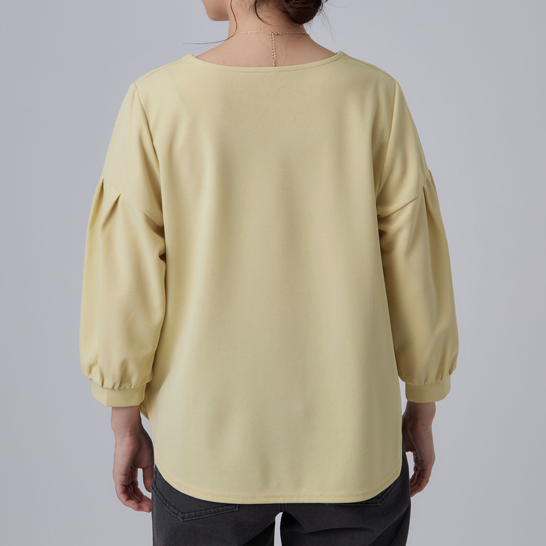 SHOO･LA･RUE「【着丈選べる/2点セット】ネックレス付き やわらか8分袖ブラウス」|Tシャツ・カットソー|