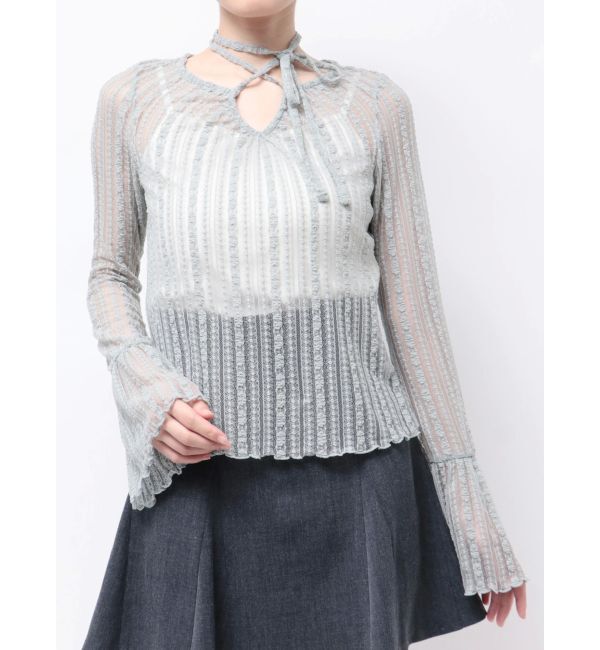 MERCURYDUO「ストレッチレースカットソー」|Tシャツ・カットソー|カーキ