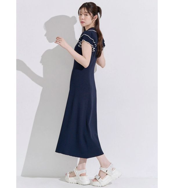 MERCURYDUO「ポロ衿ラッフルニットワンピース」|ワンピース|