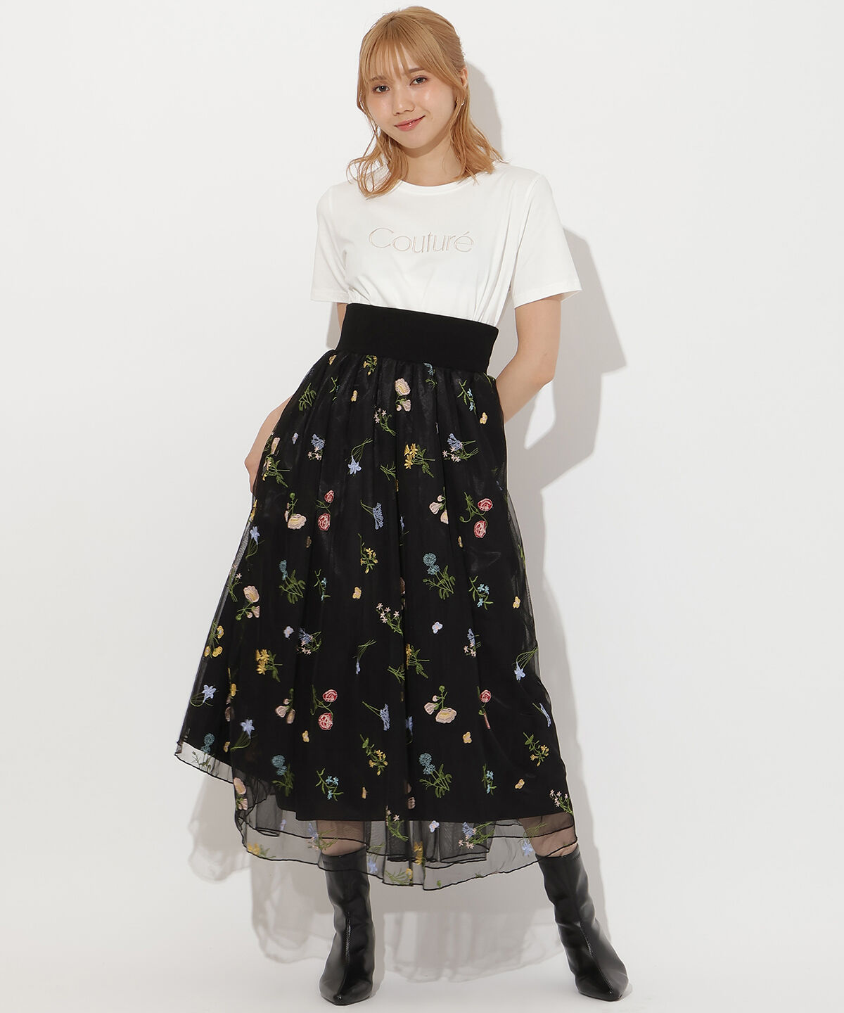 アンドクチュール「COUTURE 刺繍Tシャツ」|Tシャツ・カットソー|