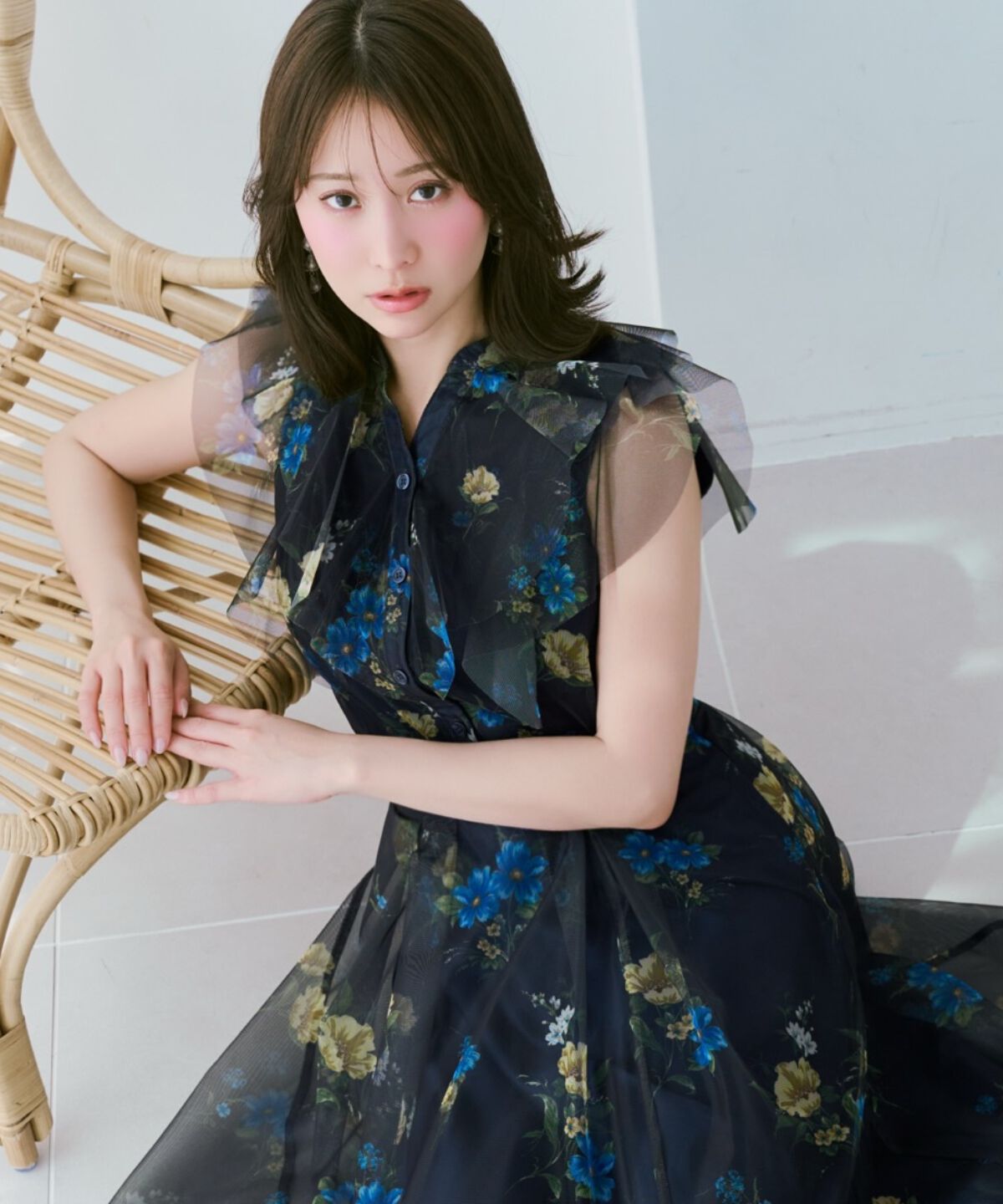 WILLSELECTION「フラワーメッシュラッフルブラウス」|シャツ・ブラウス|
