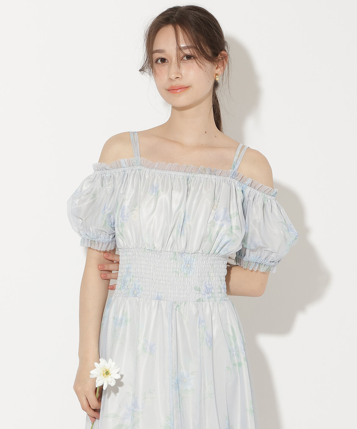 WILLSELECTION「フラワーメッシュオフショルワンピース」|ワンピース|