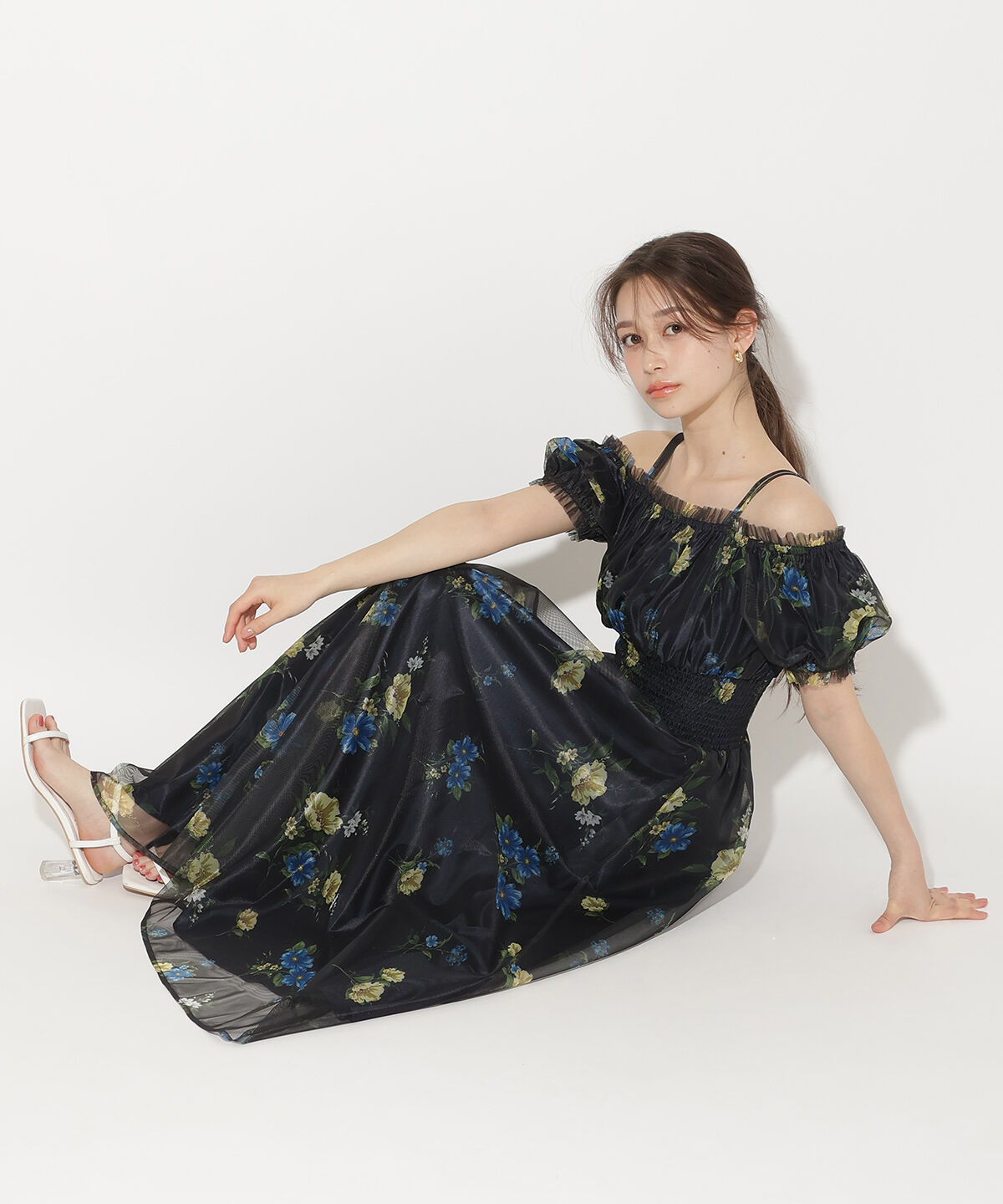 WILLSELECTION「フラワーメッシュオフショルワンピース」|ワンピース|
