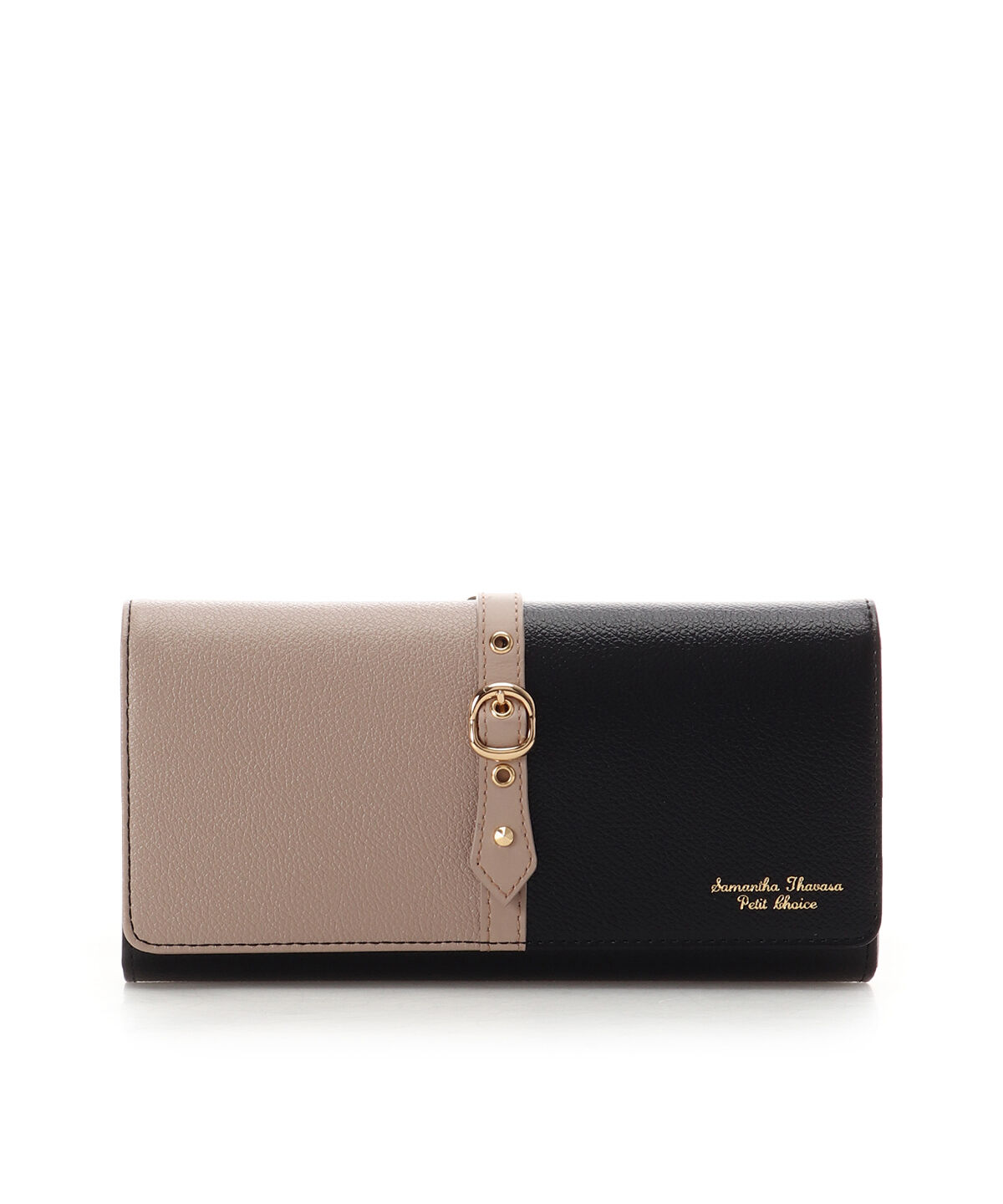 Samantha Thavasa Petit Choice「バイカラーフロントベルト 長財布」|財布|ブラック