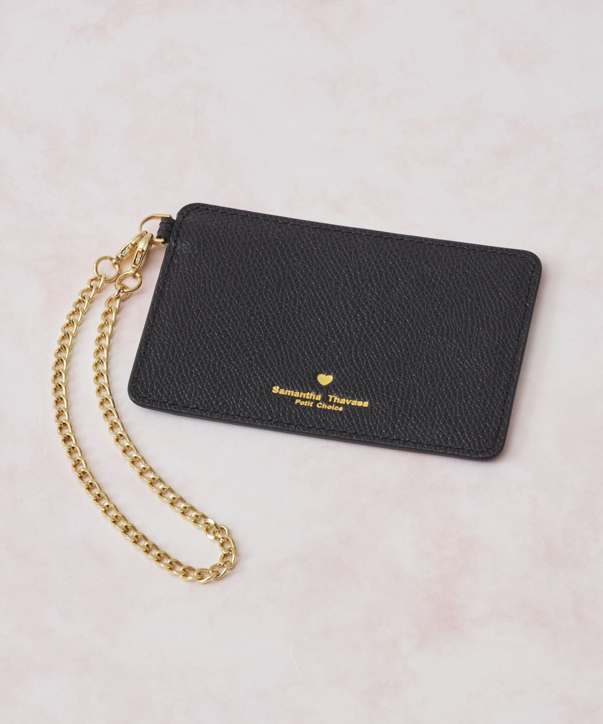 Samantha Thavasa Petit Choice「シンプルハート パスケース」|定期入れ|ブラック