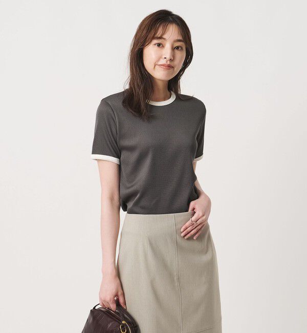UNITED ARROWS「リブ バイカラーパイピング ショートスリーブ Tシャツ」|Tシャツ・カットソー|