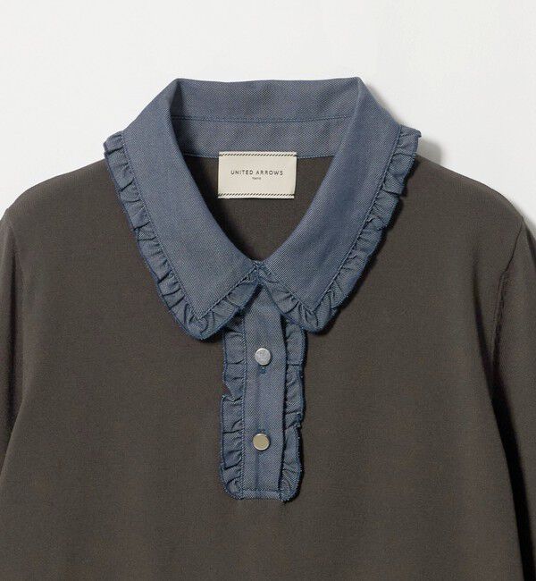 UNITED ARROWS「六分袖 デニムライク ポロニット ‐ウォッシャブル‐」|ニット・セーター|
