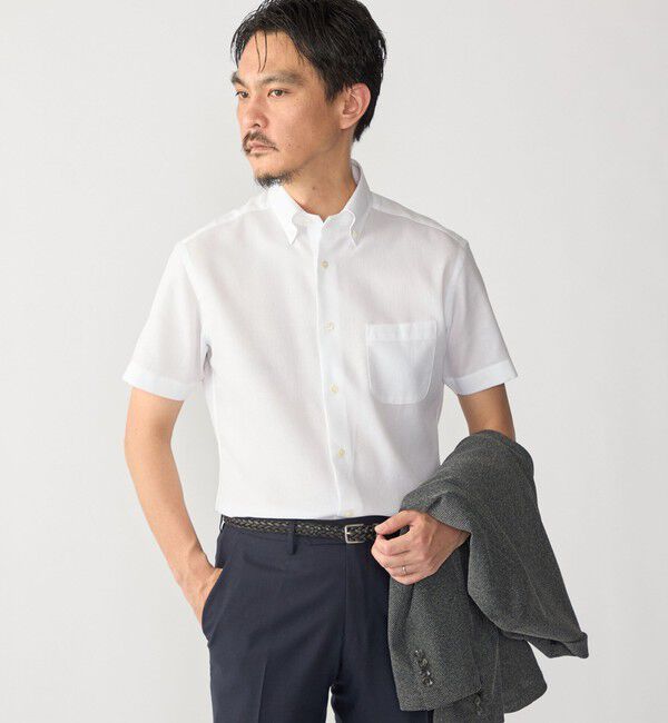SHIPS「SHIPS:〈接触冷感〉ICE COTTON ワッフル ボタンダウン 半袖 シャツ」|シャツ・ブラウス|