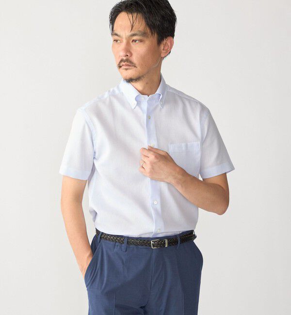 SHIPS「SHIPS:〈接触冷感〉ICE COTTON ワッフル ボタンダウン 半袖 シャツ」|シャツ・ブラウス|
