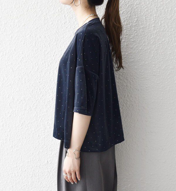SHIPS any「SHIPS any:〈洗濯機可能〉ポリエステルベロア ラメ ドット ワイド カットソー」|Tシャツ・カットソー|