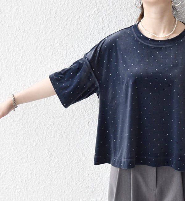 SHIPS any「SHIPS any:〈洗濯機可能〉ポリエステルベロア ラメ ドット ワイド カットソー」|Tシャツ・カットソー|