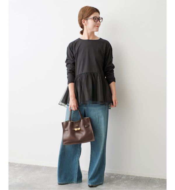 Spick and Span「《一部店舗+WEB限定》チュールコンビフレアプルオーバー」|Tシャツ・カットソー|