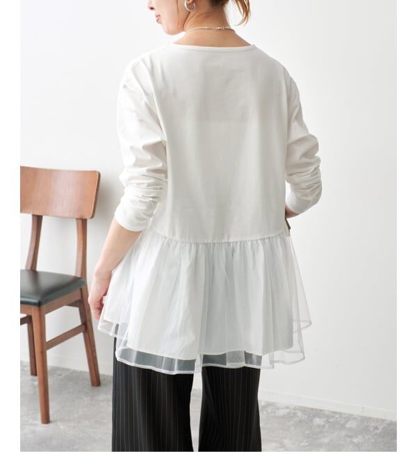 Spick and Span「《一部店舗+WEB限定》チュールコンビフレアプルオーバー」|Tシャツ・カットソー|