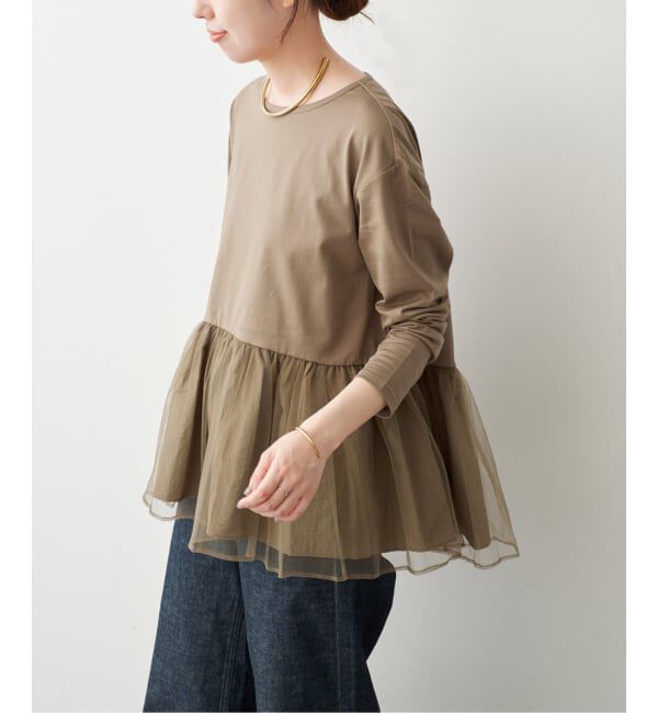 Spick and Span「《一部店舗+WEB限定》チュールコンビフレアプルオーバー」|Tシャツ・カットソー|