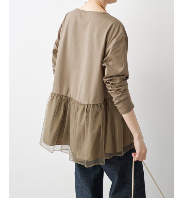 Spick and Span「《一部店舗+WEB限定》チュールコンビフレアプルオーバー」|Tシャツ・カットソー|