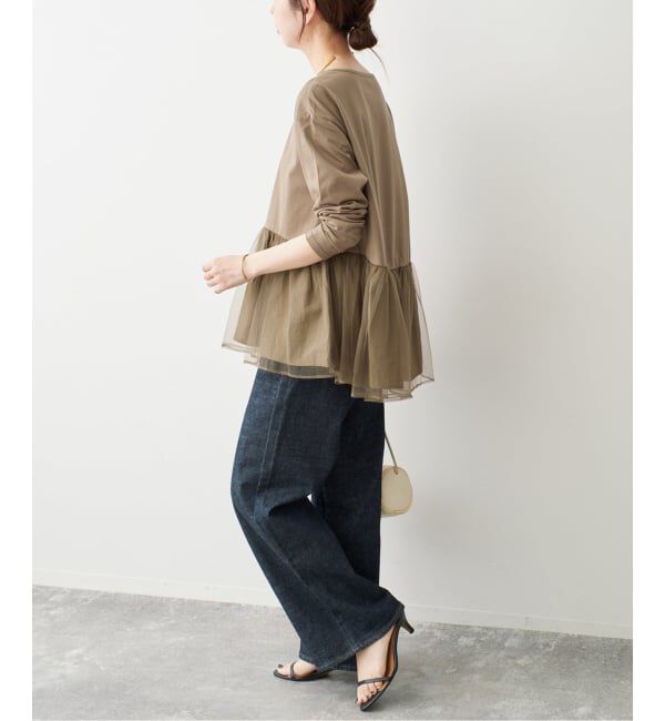 Spick and Span「《一部店舗+WEB限定》チュールコンビフレアプルオーバー」|Tシャツ・カットソー|