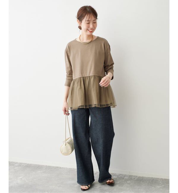 Spick and Span「《一部店舗+WEB限定》チュールコンビフレアプルオーバー」|Tシャツ・カットソー|