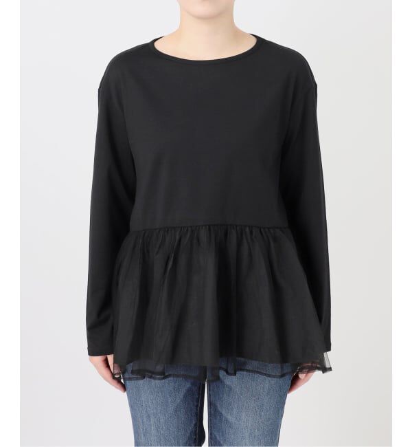 Spick and Span「《一部店舗+WEB限定》チュールコンビフレアプルオーバー」|Tシャツ・カットソー|