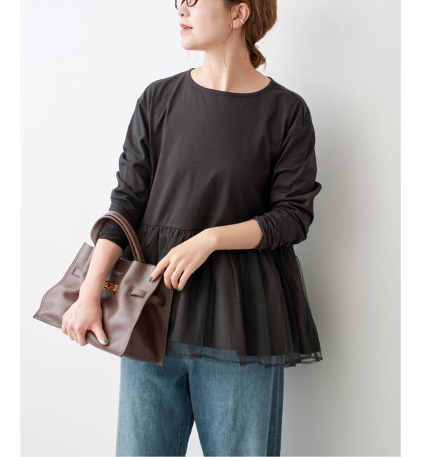 Spick and Span「《一部店舗+WEB限定》チュールコンビフレアプルオーバー」|Tシャツ・カットソー|