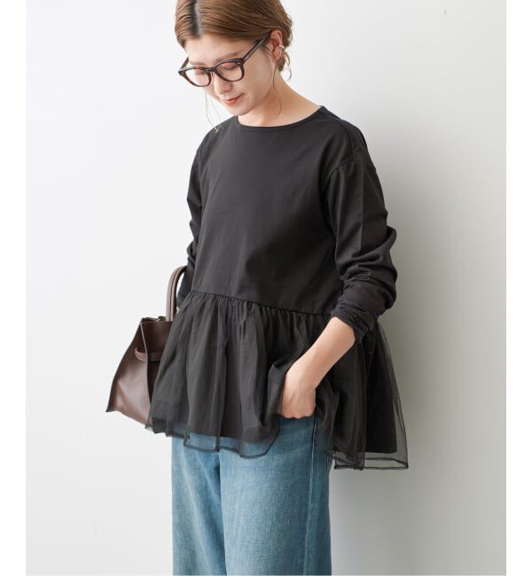 Spick and Span「《一部店舗+WEB限定》チュールコンビフレアプルオーバー」|Tシャツ・カットソー|