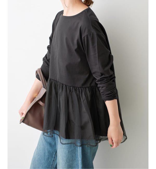 Spick and Span「《一部店舗+WEB限定》チュールコンビフレアプルオーバー」|Tシャツ・カットソー|