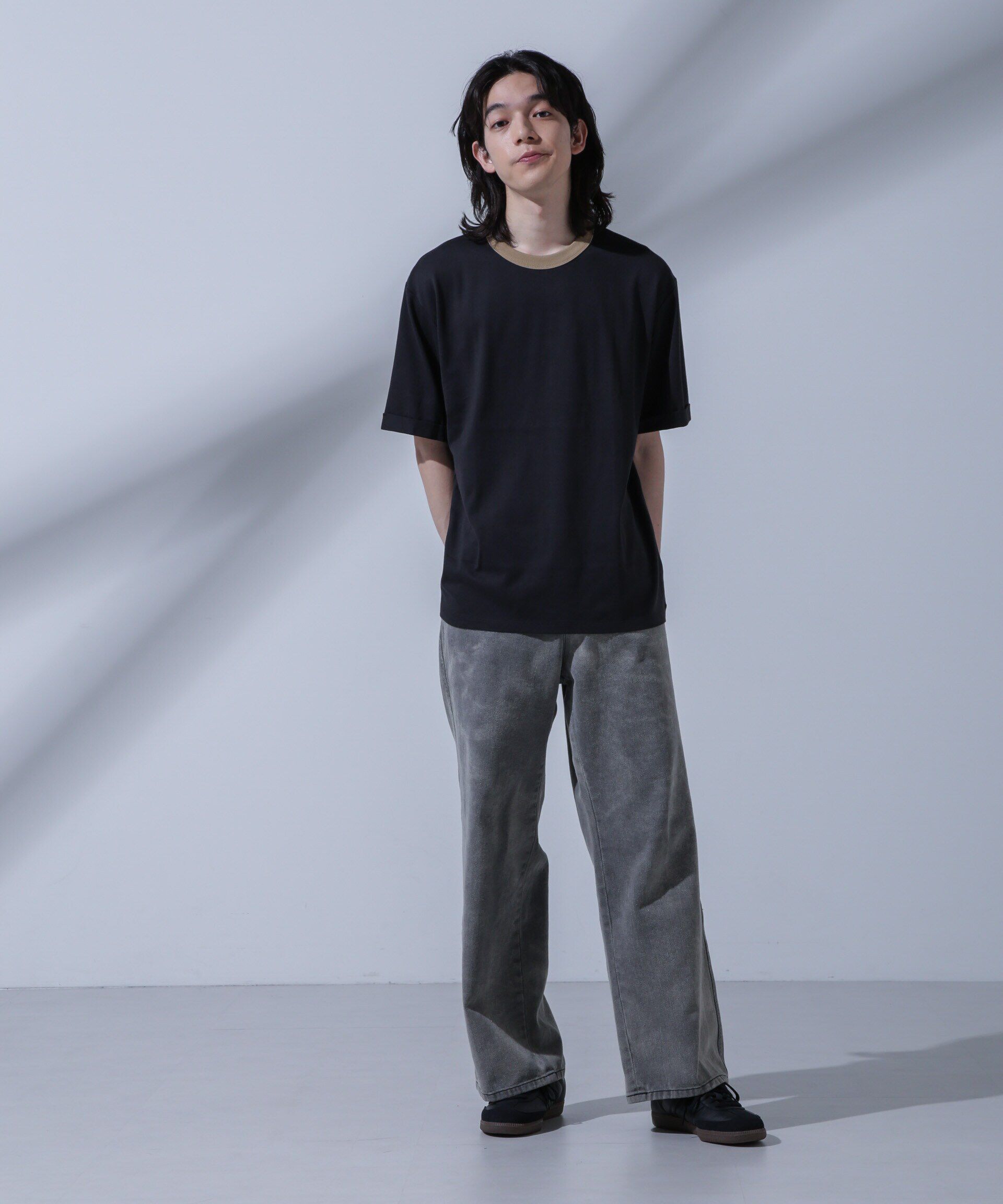 NANO universe「Anti Soaked 汗染み防止 リンガーネックTシャツ」|Tシャツ・カットソー|