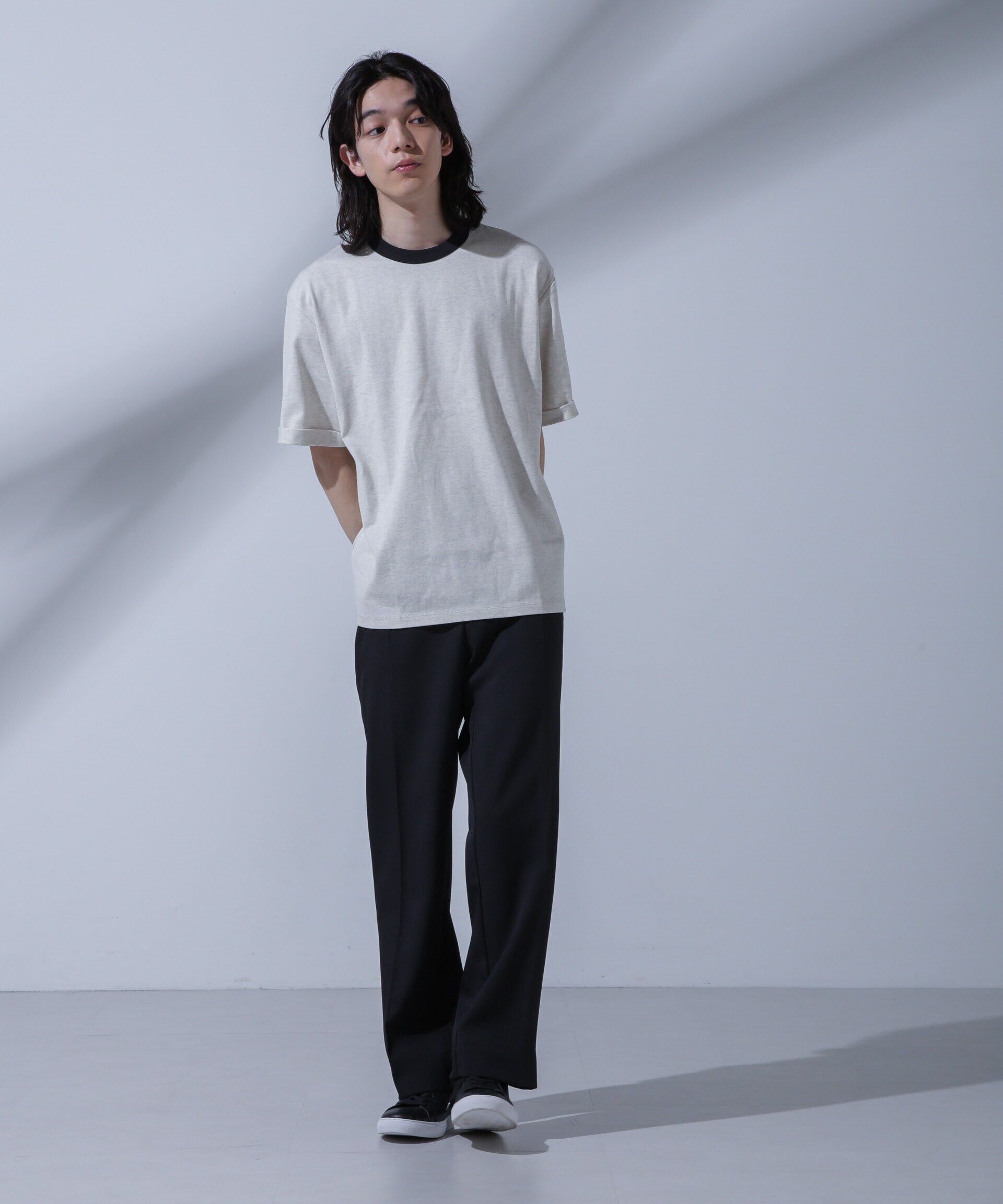 NANO universe「Anti Soaked 汗染み防止 リンガーネックTシャツ」|Tシャツ・カットソー|