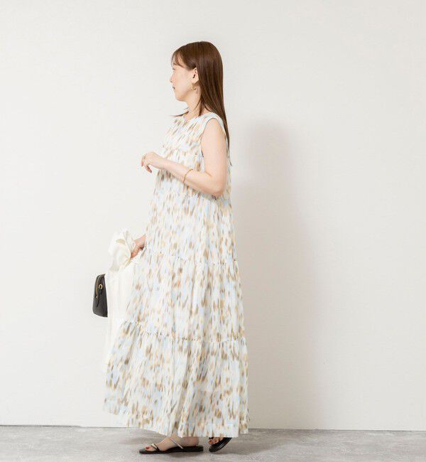 NOLLEY'S sophi「ウォッシャブルラメストライプアートプリントティアード2WAYワンピース」|ワンピース|
