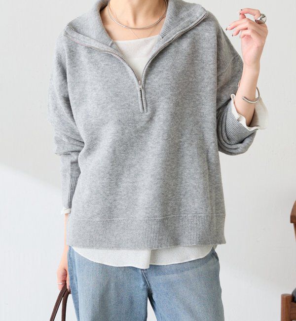  「【ロングシーズン着やすい】ハーフジップニット」|ニット・セーター|