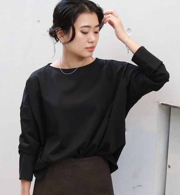 Rouge vif「【一部店舗限定】エコポリコット天竺プルオーバー/ ロングスリーブTシャツ」|Tシャツ・カットソー|ブラック