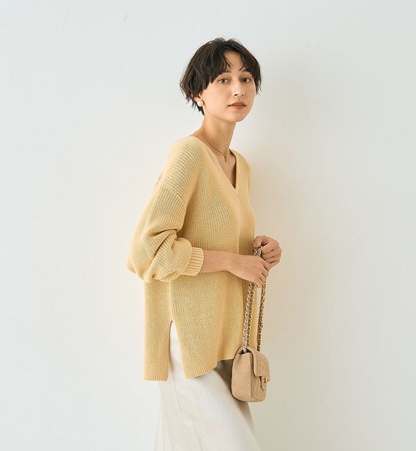 Rouge vif「片畦ハートVネックコットンプルオーバーニット」|ニット・セーター|
