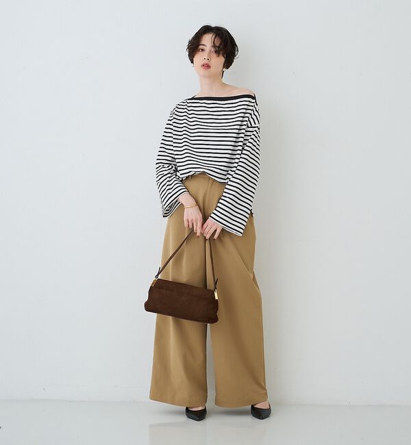 Rouge vif「ボーダーボートネックカットソー/ロングスリーブTシャツ」|Tシャツ・カットソー|