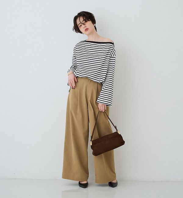 Rouge vif「ボーダーボートネックカットソー/ロングスリーブTシャツ」|Tシャツ・カットソー|
