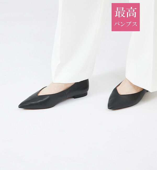 AU BANNISTER「【最高パンプス/1cmヒール】美脚&times;快適 ポインテッドフラットパンプス」|パンプス|ブラック