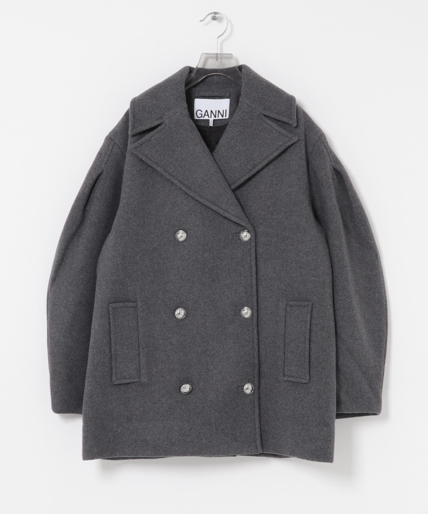 URBAN RESEARCH「GANNI　Peacoat Wool Midi Coat」|ピーコート|グレー