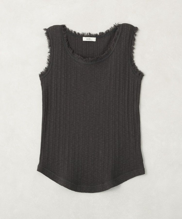 earth music&ecology「ピグメントランダムリブタンクトップ」|キャミソール|Charcoal Gray