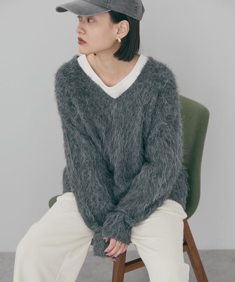 AMERICAN HOLIC「起毛シャギールーズニットプルオーバー」|ニット・セーター|Charcoal Gray