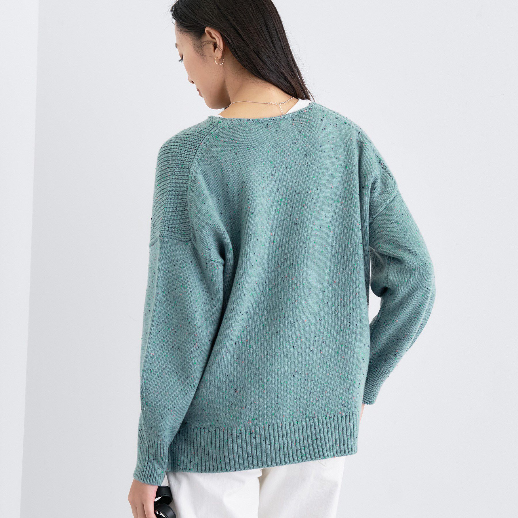 INDIVI「【洗える】カラーネップ スリットニット」|ニット・セーター|
