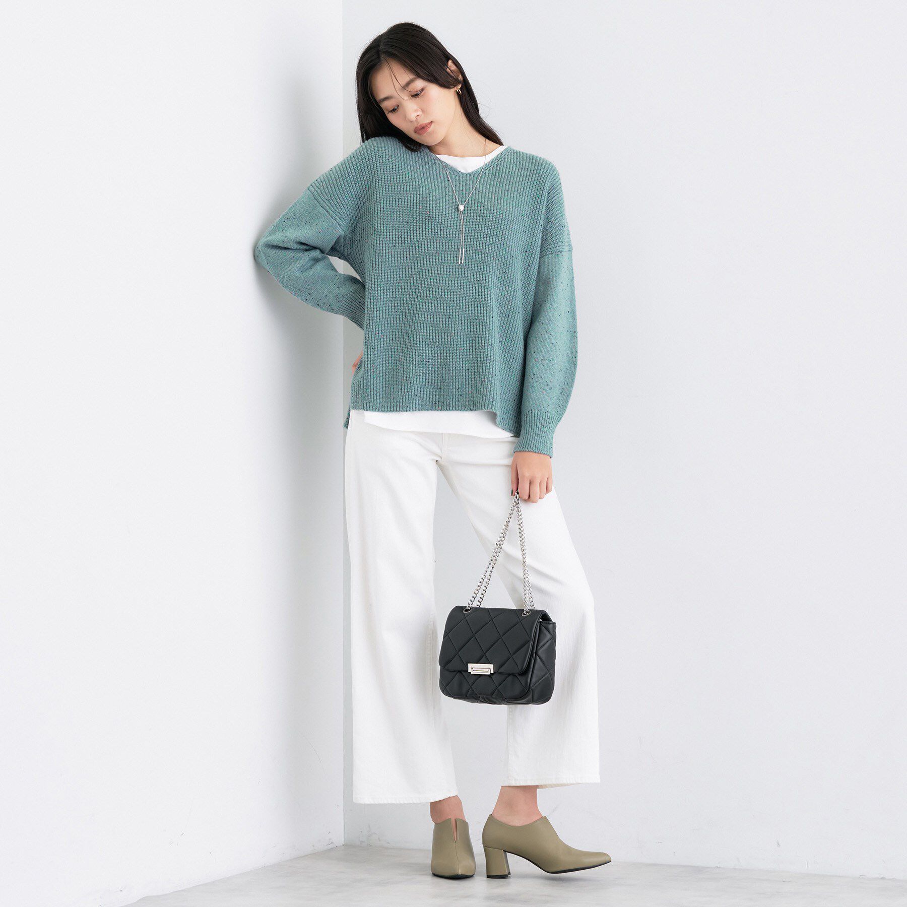 INDIVI「【洗える】カラーネップ スリットニット」|ニット・セーター|