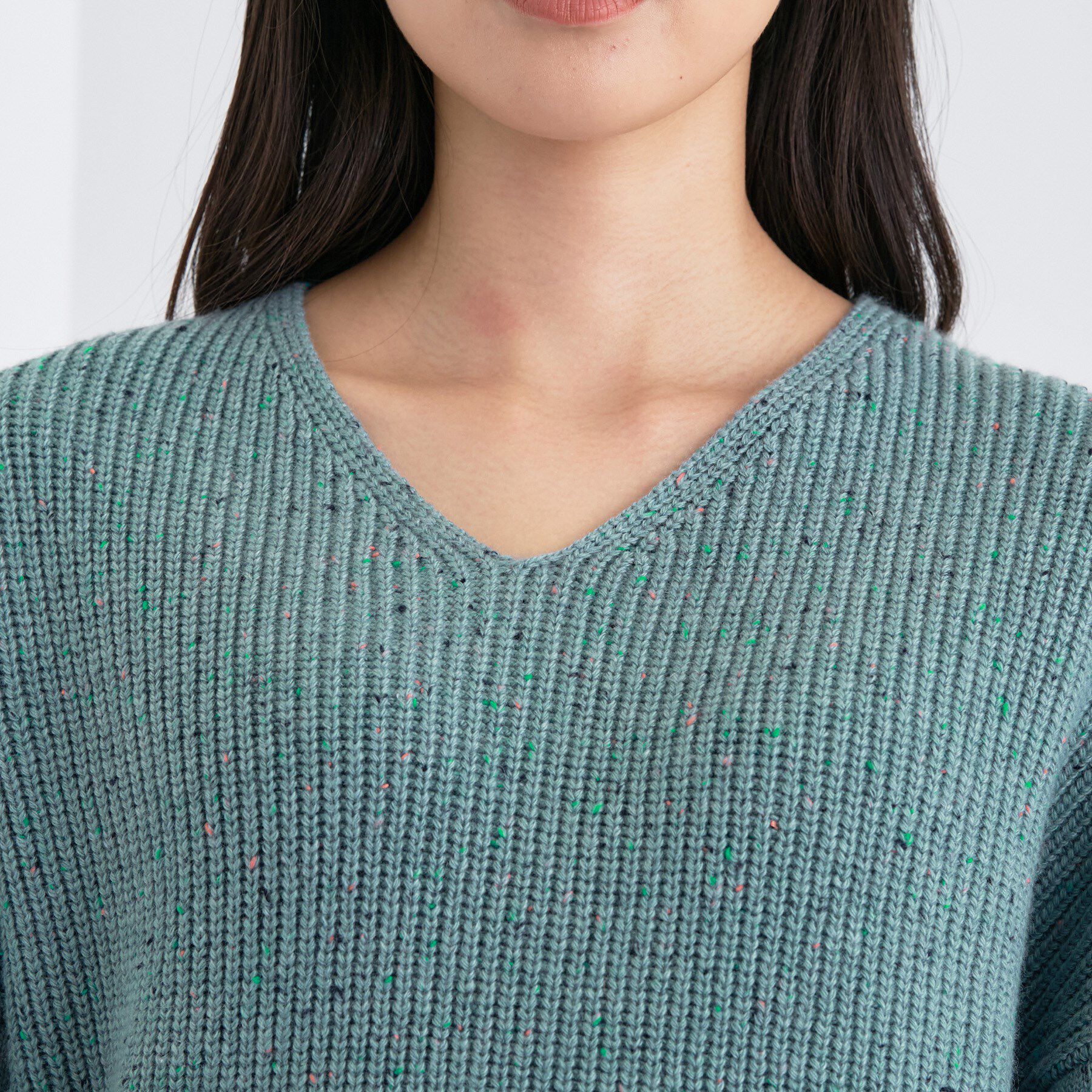 INDIVI「【洗える】カラーネップ スリットニット」|ニット・セーター|