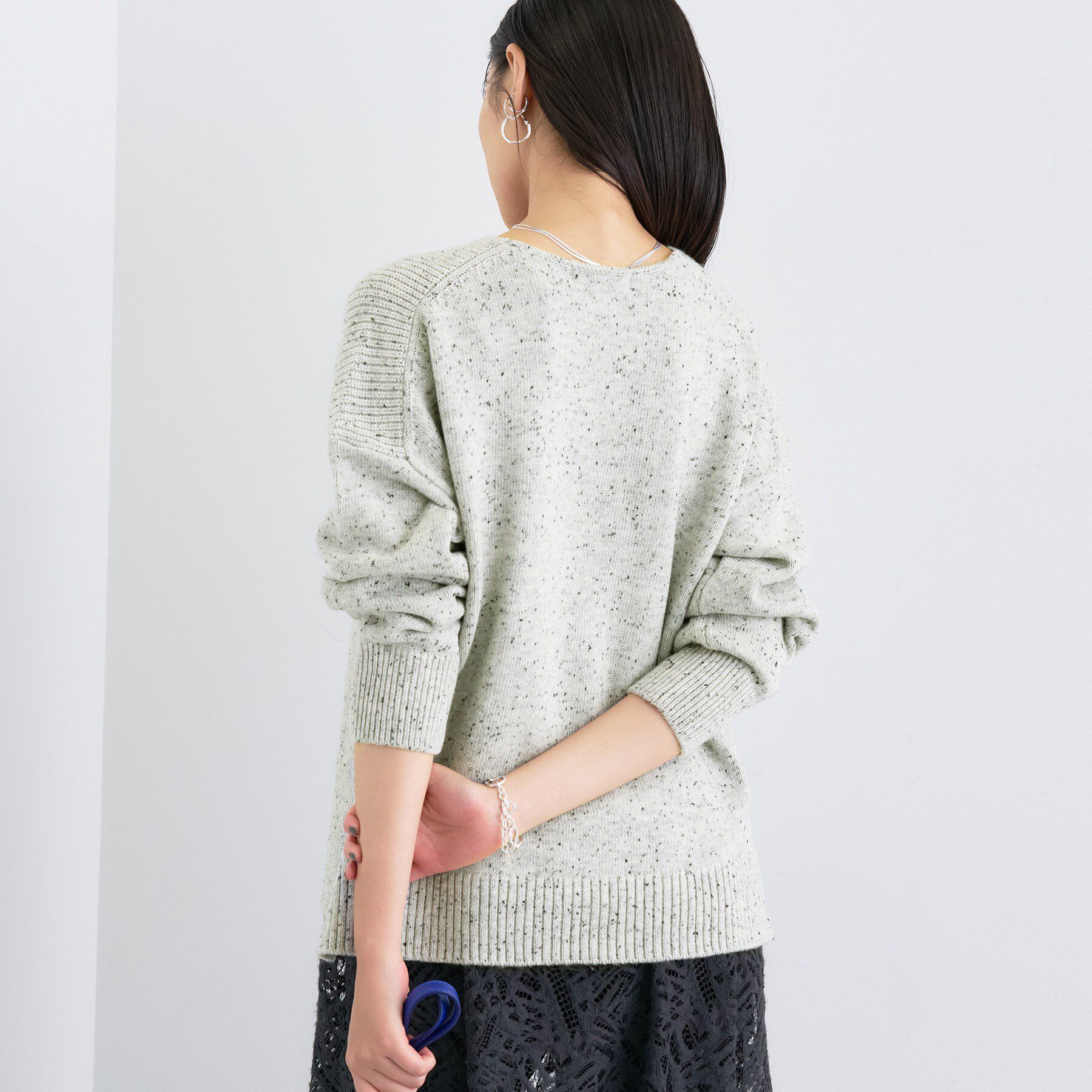 INDIVI「【洗える】カラーネップ スリットニット」|ニット・セーター|